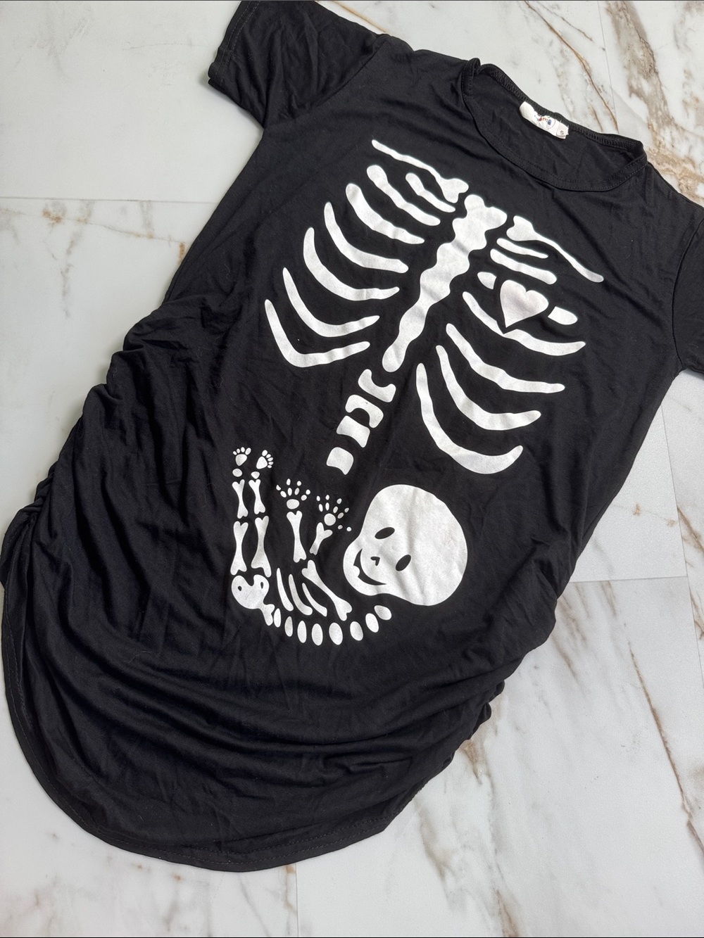 Halloween Skeleton Baby Maternity Shirt Sz S Spooky Graphic